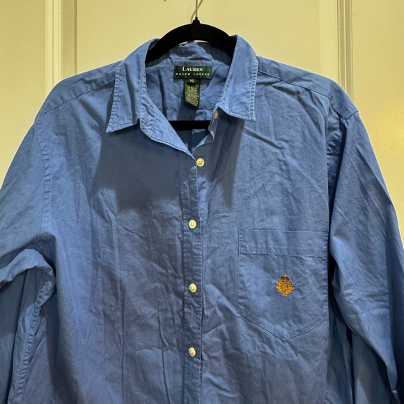 Ralph Lauren Button Down Shirt Long Sleeves Sz14 Blue Armpit To Armpit 22” - Picture 3 of 6